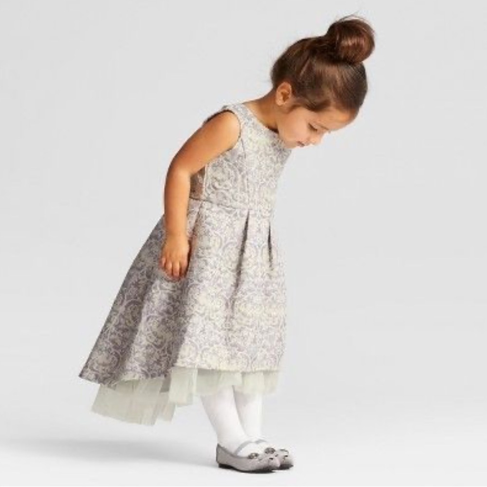 Toddler high-low dress in Lilac Brocade